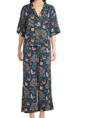 Printfresh Hen House Thermoregulating 3/4 Sleeve Notch Collar Pajama Set